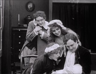 Robert Harron, Linda Arvidson, Florence LaBadie, Francis J. Grandon and baby, Enoch 11